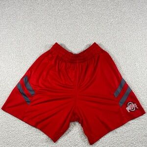 Pro Edge Red Athletic Men's Shorts with Gray Stripes medium or 32/34